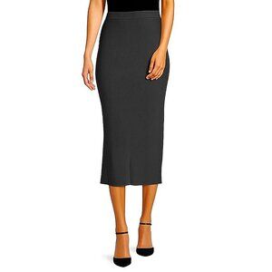 New Naadam Charcoal Grey Cashmere Silk‎ Ribbed Midi Sweater Skirt